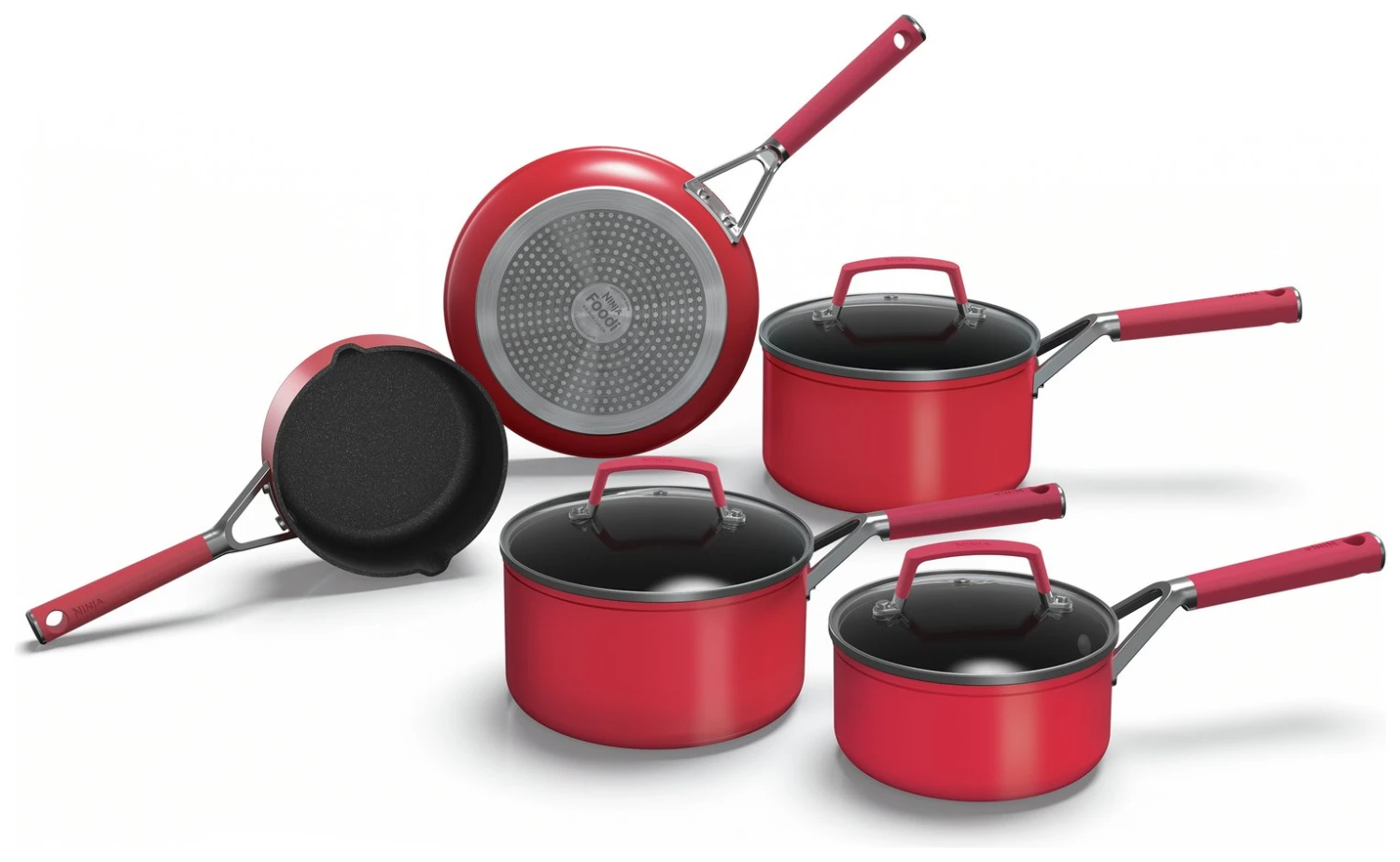 Ninja Zerostick Aluminium 5 Piece Non Stick Pan Set - Red 1 Ninja Zerostick Aluminium 5 Piece Non Stick Pan Set - Red
