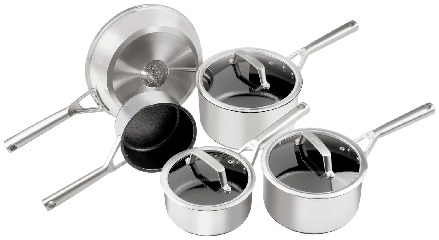 Ninja Zerostick Stainless Steel 5 Piece Non Stick Pan Set 1 Ninja Zerostick Stainless Steel 5 Piece Non Stick Pan Set