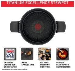 Tefal Titanium Excellence 24cm Aluminium Stock Pot - Black -Habitat 1303830 R Z003A