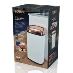Tower 58 Litre Sensor Bin - Rose Gold And White -Habitat 3037166 R Z005A