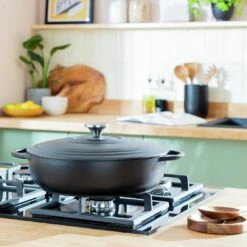 Habitat 4 Litre Shallow Cast Iron Casserole Dish - Black -Habitat 3065482 R Z002C