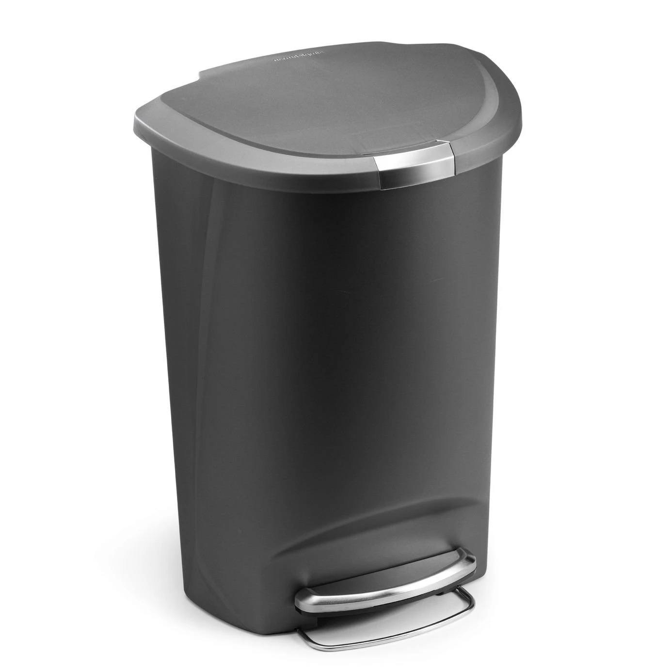 Simplehuman 50 Litre Plastic Semi Round Pedal Bin - Grey 1 Simplehuman 50 Litre Plastic Semi Round Pedal Bin - Grey
