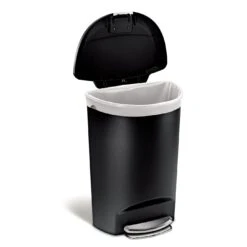 Simplehuman 50L Plastic Semi Round Pedal Bin - Black 6 Simplehuman 50L Plastic Semi Round Pedal Bin - Black -Habitat 3341106 R Z003A