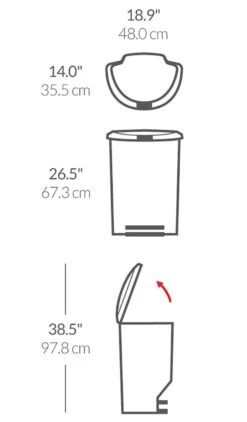 Simplehuman 50L Plastic Semi Round Pedal Bin - Black 7 Simplehuman 50L Plastic Semi Round Pedal Bin - Black -Habitat 3341106 R Z020A