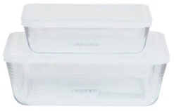 Pyrex Set Of 2 Glass Roasters With Plastic Storage Lids -Habitat 6209654 R Z002A