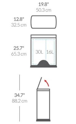 Simplehuman 46 Litre Rectangular Recycle Bin -Habitat 6609780 R Z020A