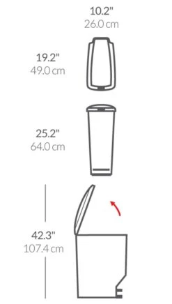 Simplehuman 40 Litre Plastic Slim Pedal Bin - Grey -Habitat 7277070 R Z020A