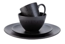 Habitat Geo 16 Piece Stoneware Dinner Set - Black -Habitat 7665242 R Z002A