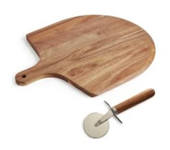 Habitat Industrial Wooden Pizza Board And Cutter Set -Habitat 8885643 R Z007A
