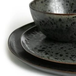 Habitat Preto 12 Piece Stoneware Dinner Set - Black -Habitat 9310708 R Z004A