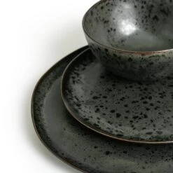 Habitat Preto 12 Piece Stoneware Dinner Set - Black -Habitat 9310708 R Z005A