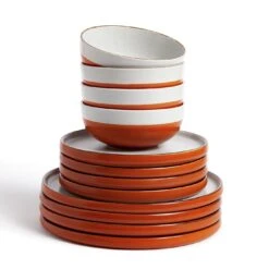Habitat 12 Piece Stoneware Dinner Set - Rust Speckle -Habitat 9361173 R Z002A