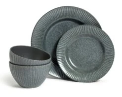 Habitat 12 Piece Stoneware Felicity Dinner Set - Blue