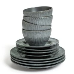 Habitat 12 Piece Stoneware Felicity Dinner Set - Blue -Habitat 9410251 R Z002A