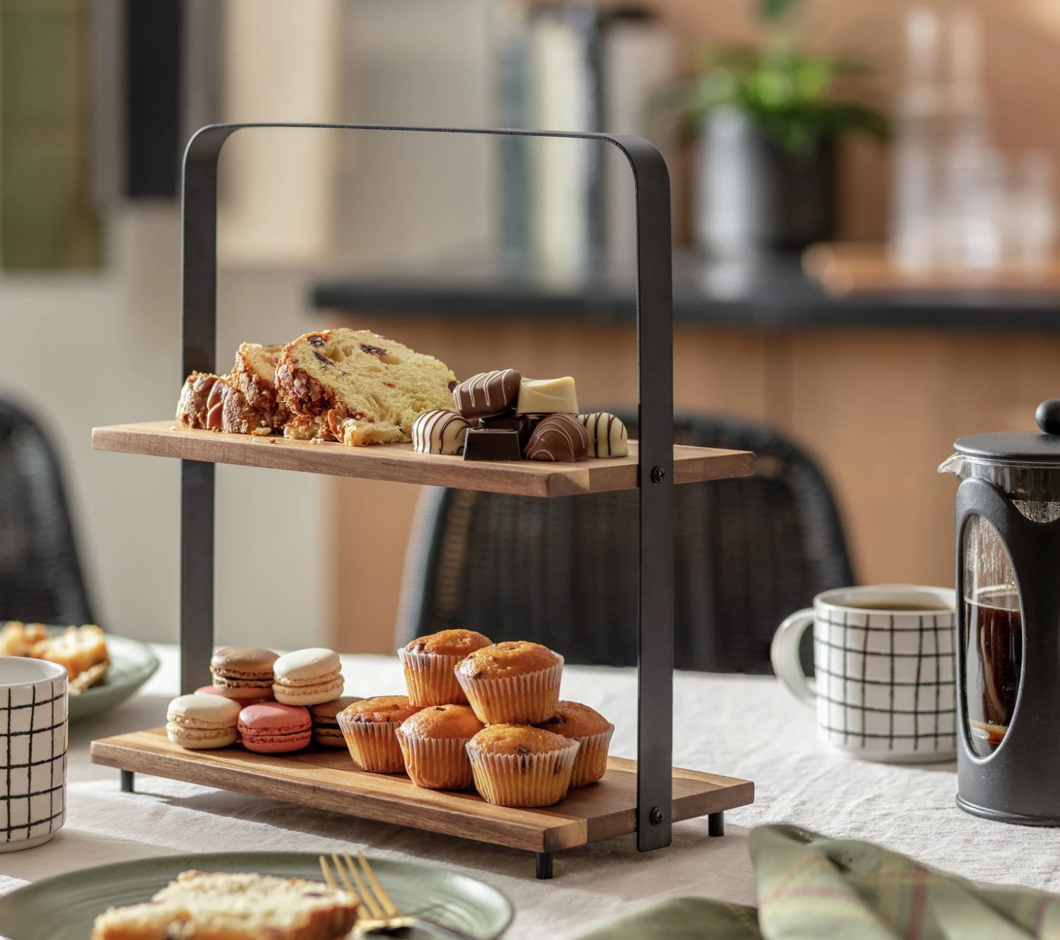 Habitat Industrial Two Tier Wooden Serving Platter 2 Habitat Industrial Two Tier Wooden Serving Platter - Image 2