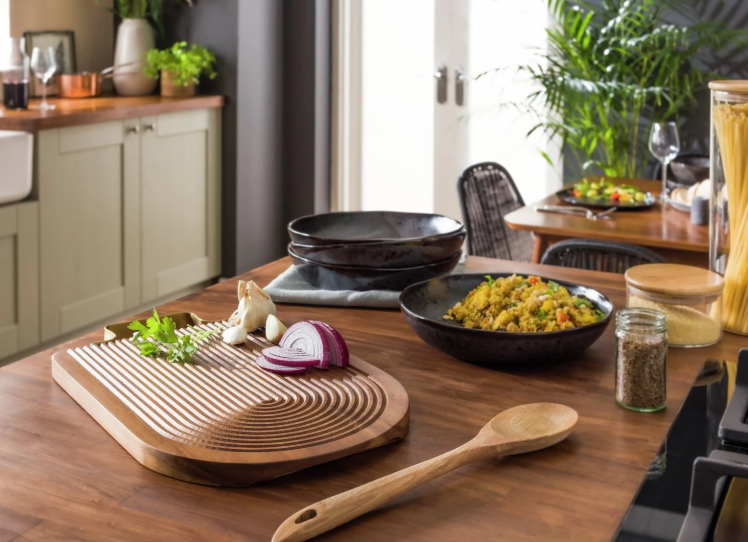 Habitat Acacia Groove Chopping Board 2 Habitat Acacia Groove Chopping Board - Image 2