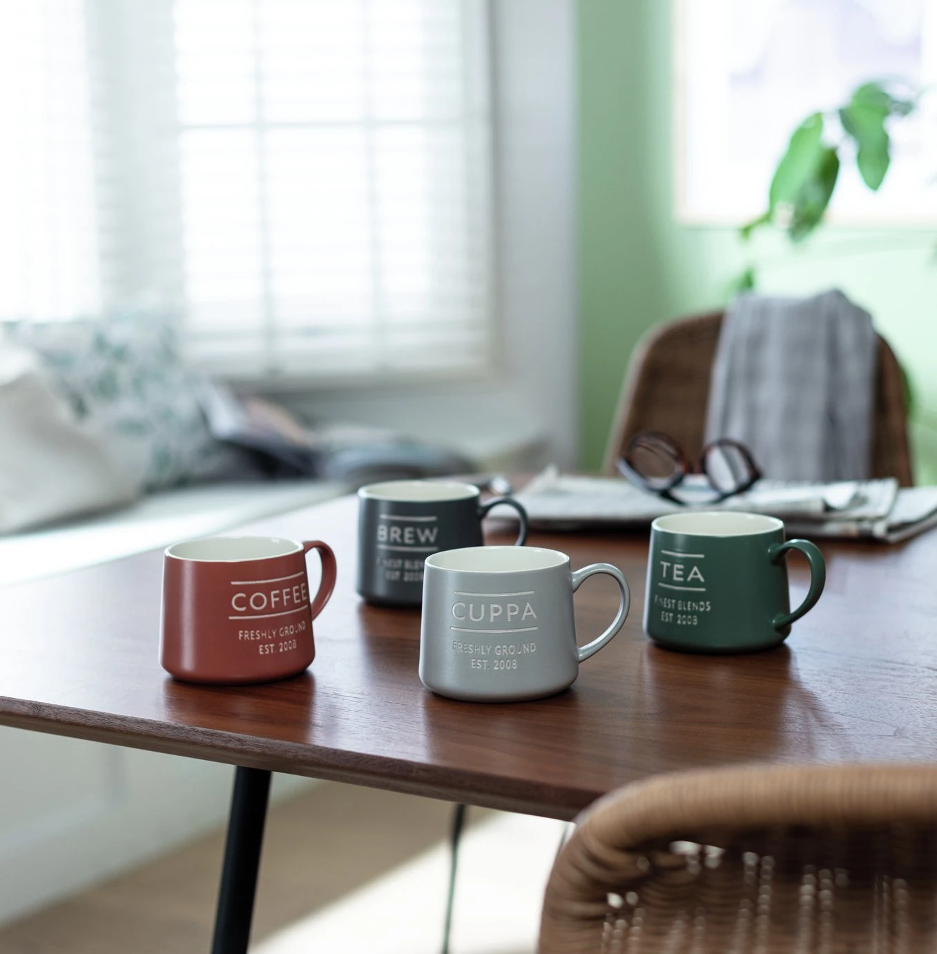 Habitat Set Of 4 Tea & Coffee Slogan Mugs 2 Habitat Set Of 4 Tea & Coffee Slogan Mugs - Image 2